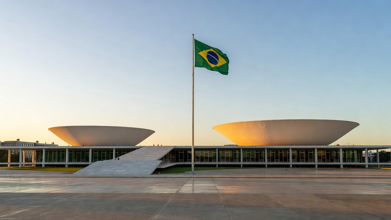Congresso Nacional em Brasília com bandeira do Brasil, simbolizando apoio político para deputado federal