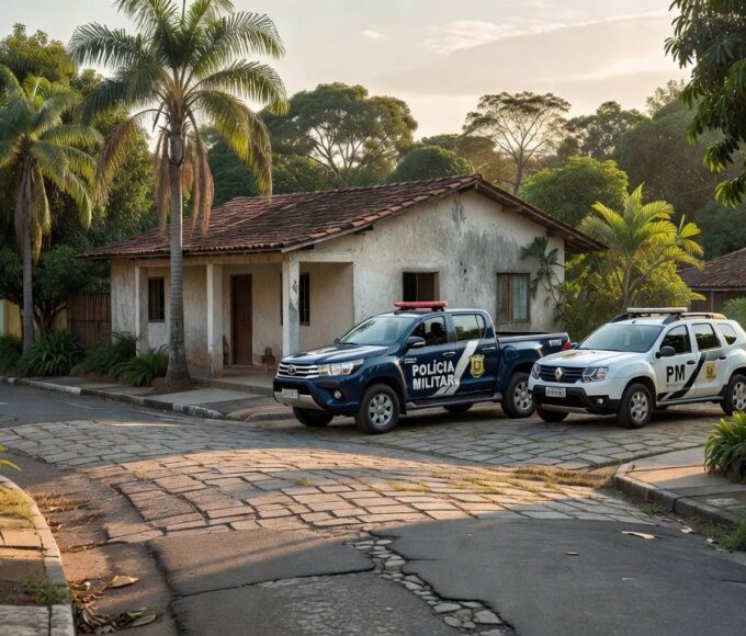 Viaturas da PM em rua de Porto Velho após agressão familiar
