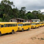 Vans escolares paralisadas em União Bandeirantes