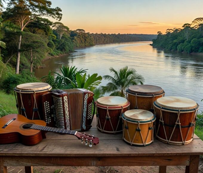 Instrumentos musicais regionais representando a identidade cultural de Porto Velho