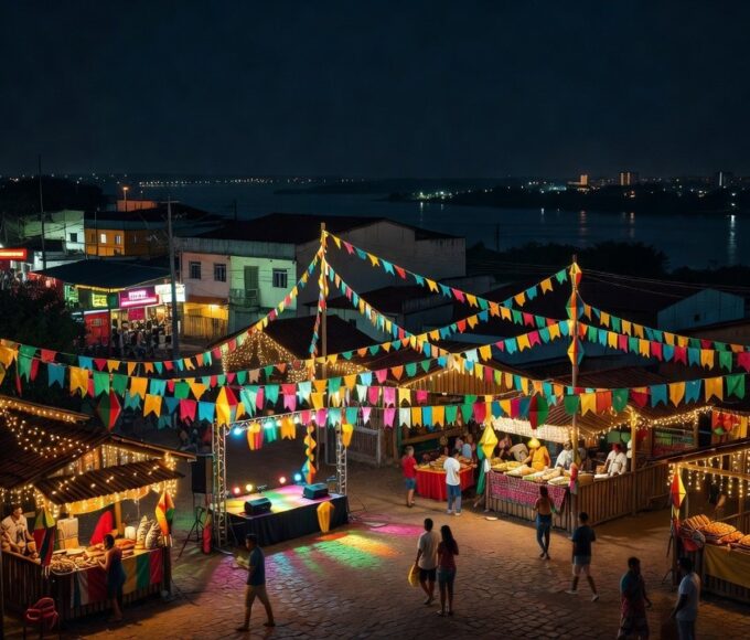 Decorações do Arraial Flor do Maracujá em Porto Velho nas festas populares