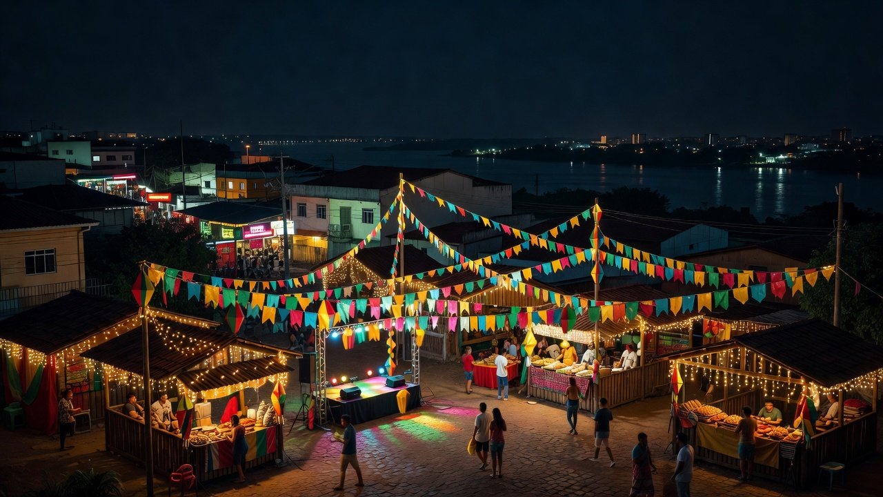 Decorações do Arraial Flor do Maracujá em Porto Velho nas festas populares