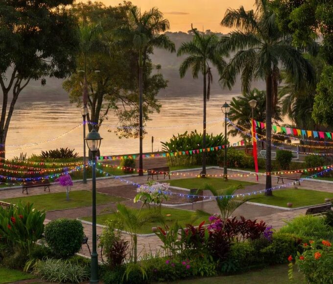 Praça decorada para festas e eventos em Porto Velho