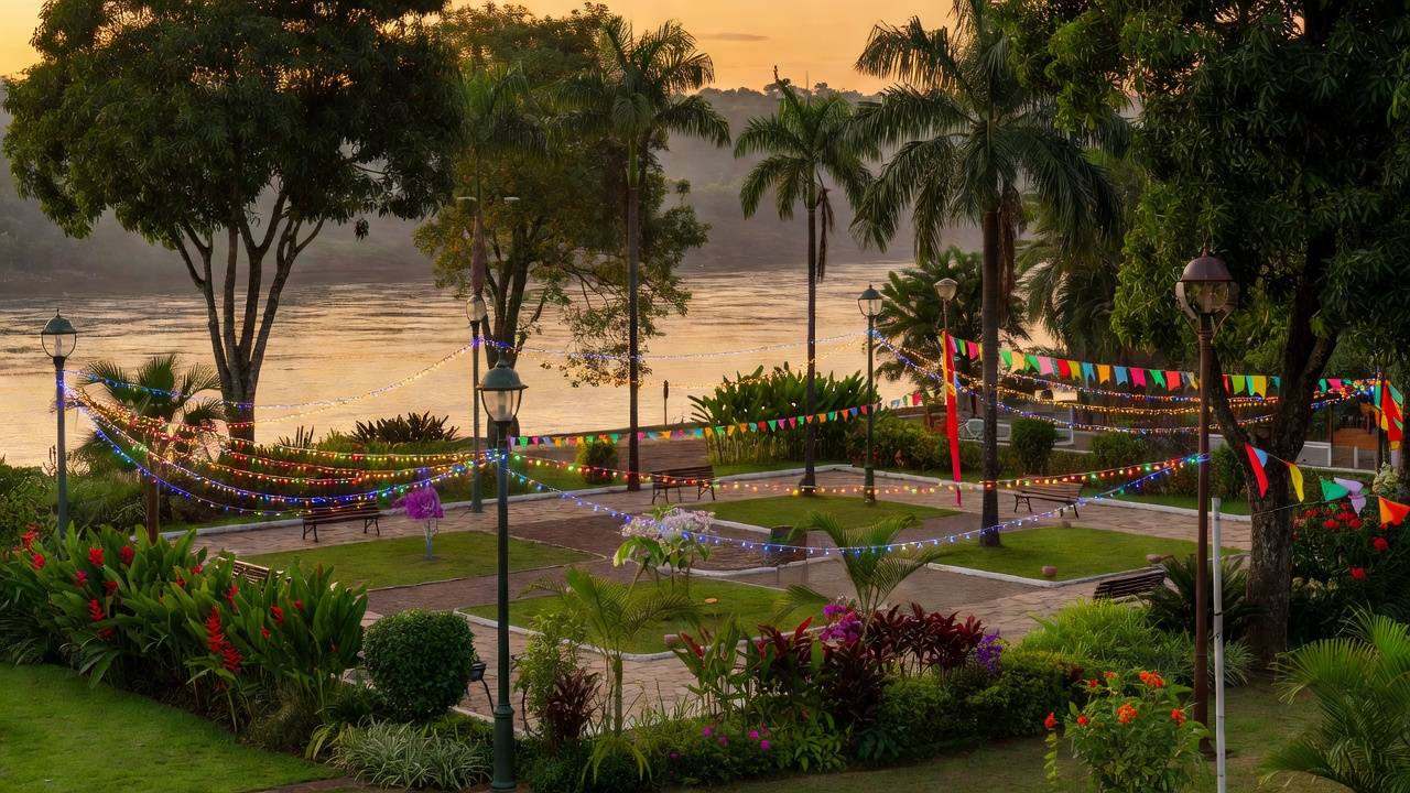 Praça decorada para festas e eventos em Porto Velho