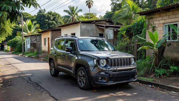 Jeep Renegade danificado em rua de Porto Velho após atropelamento