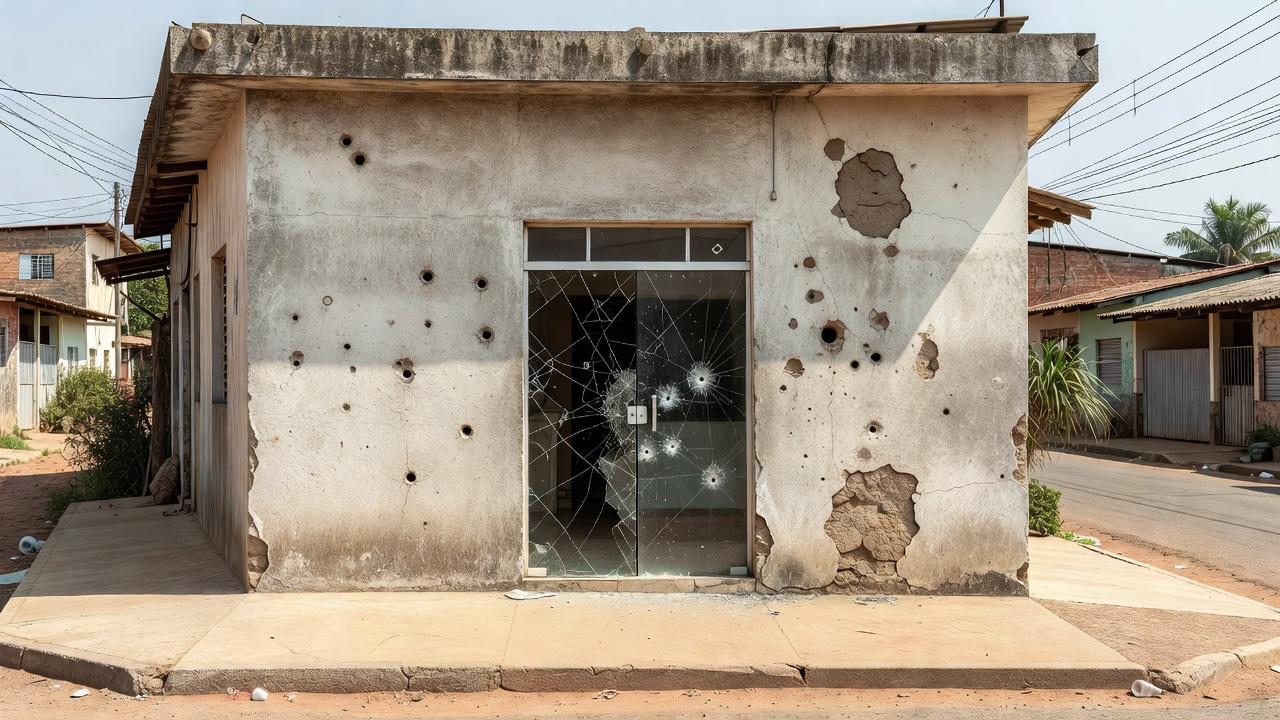Fachada de barbearia alvejada por tiros em Porto Velho