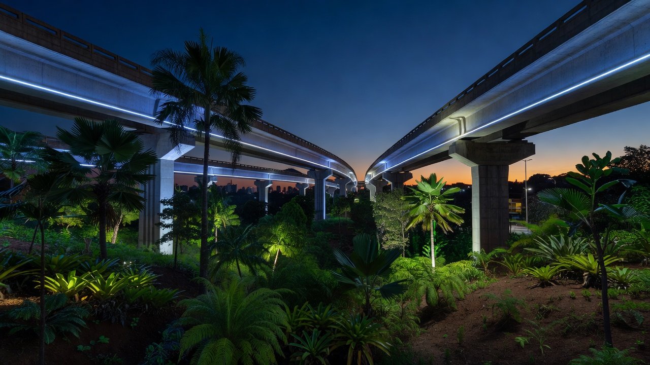 Revitalização de viadutos com LED e paisagismo em Porto Velho