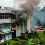 Incêndio em ar-condicionado na UNIR Porto Velho com fumaça e bombeiros
