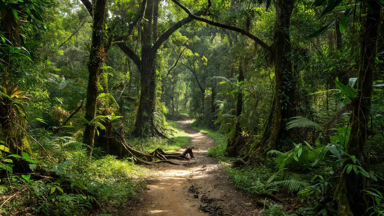 Trilha na floresta amazônica em Machadinho d'Oeste para etapa do Circuito Gigantes de Rondônia
