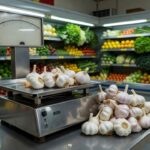 Balança com alhos em supermercado de Porto Velho