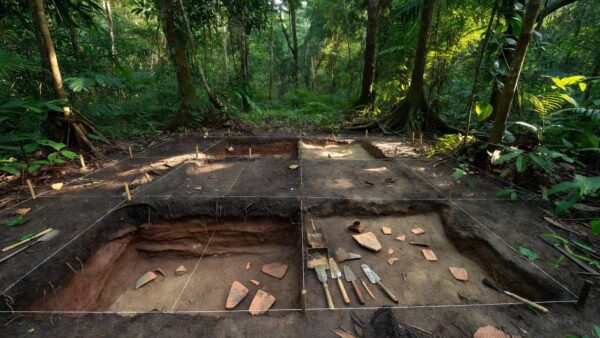 Sítio arqueológico Candelária em Rondônia com escavações da Universidade Federal