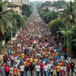 Marcha para Jesus em avenida de Porto Velho com multidão participando