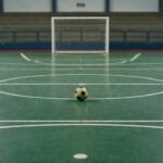 Quadra de futsal indoor preparada para quartas de final do Estadual 2026