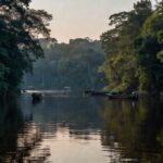 Rio Madeira em Porto Velho com barcos de pesca esportiva na Amazônia
