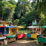 Feirinha de Empreendedorismo de estudantes da UNIR em Porto Velho com barracas de produtos.