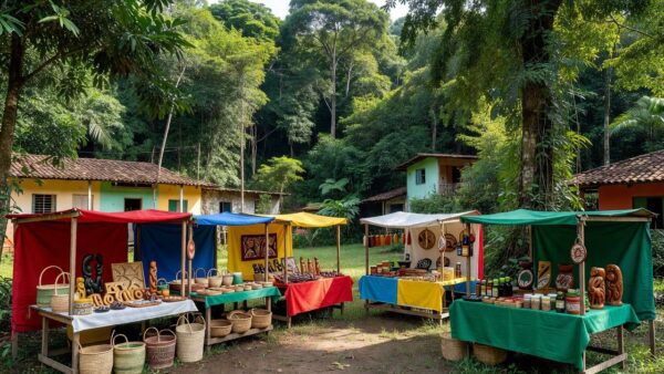 Feirinha de Empreendedorismo de estudantes da UNIR em Porto Velho com barracas de produtos.