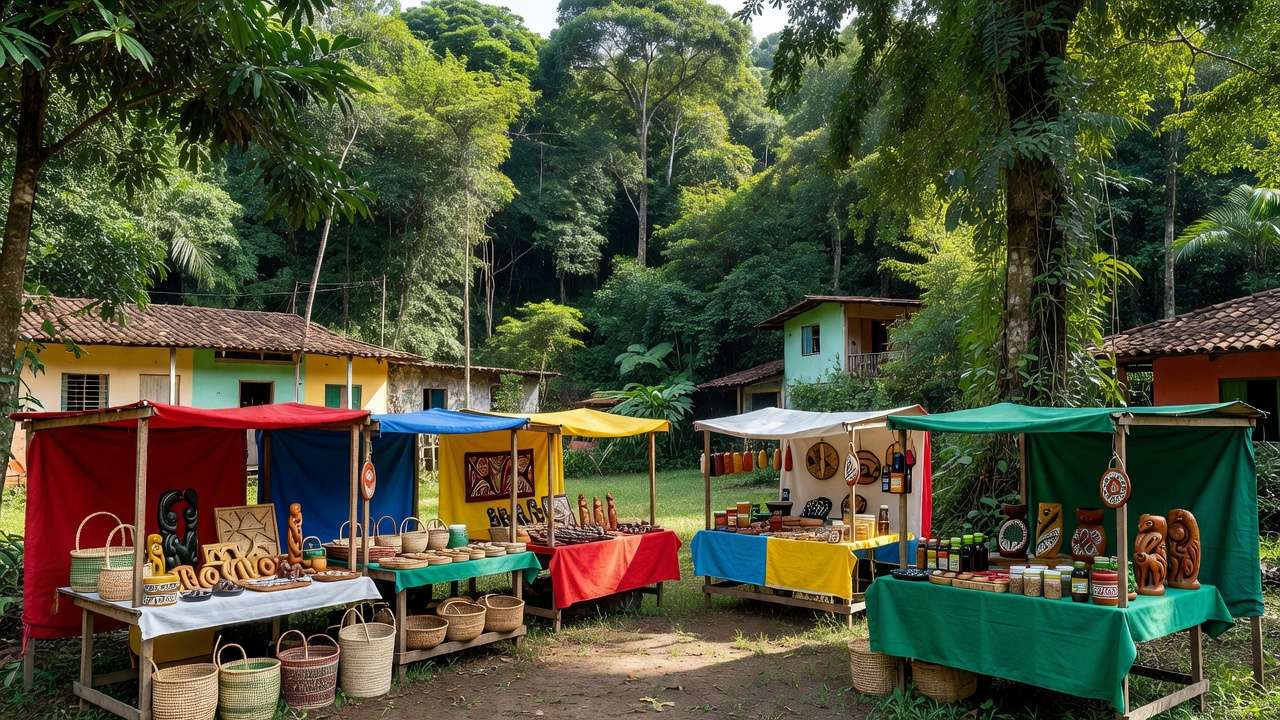 Feirinha de Empreendedorismo de estudantes da UNIR em Porto Velho com barracas de produtos.