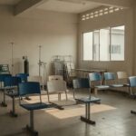 Sala de espera vazia na UPA de Porto Velho representando espera por transferência de paciente