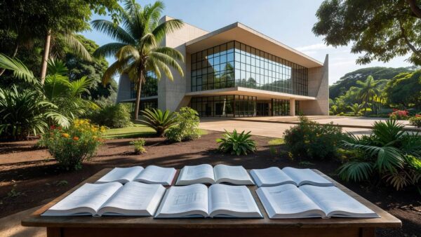 Prédio da Assembleia Legislativa de Rondônia com livros sobre educação e gênero