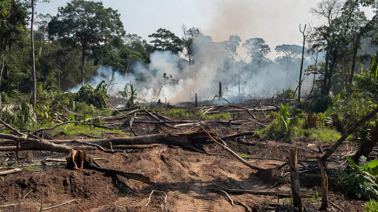 Desmatamento e queimadas ilegais na Amazônia em Candeias do Jamari, Rondônia