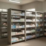 Hospital de Espigão d'Oeste com prateleiras de medicamentos