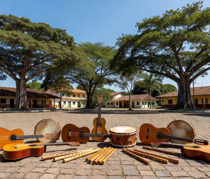 Instrumentos musicais em praça de Porto Velho após aprovação de lei contra apreensão