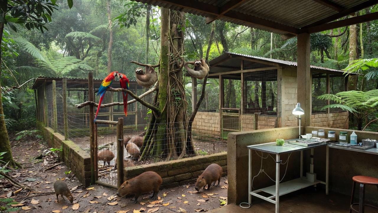 Centro de castração e fauna silvestre em Porto Velho com instalações para animais amazônicos