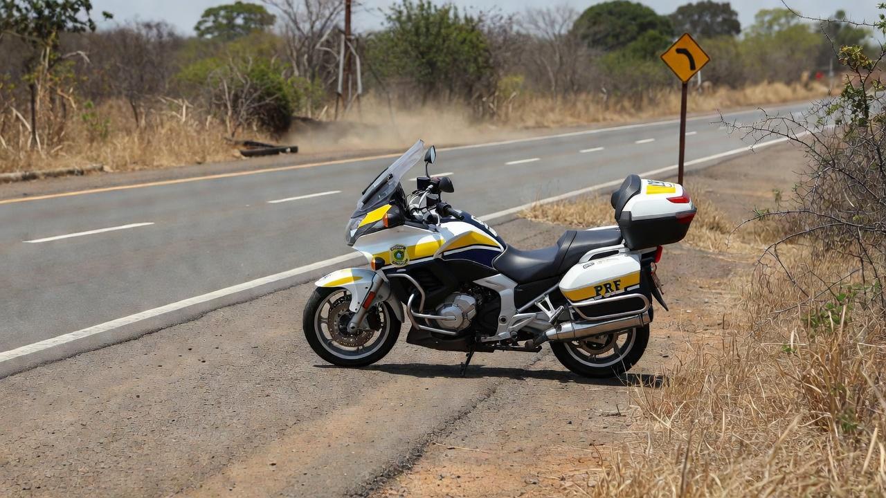 Moto da PRF em rodovia brasileira após tentativa de furto