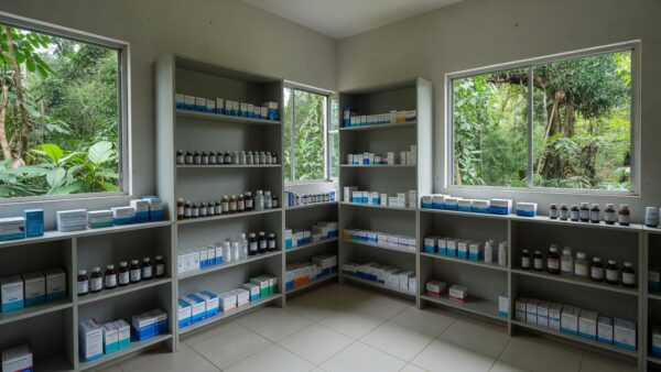 Prateleiras com medicamentos em posto de saúde de Guajará-Mirim
