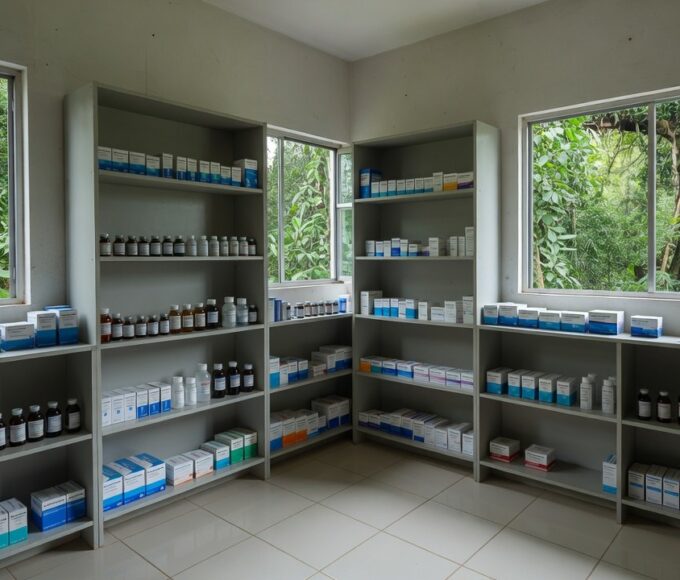 Prateleiras com medicamentos em posto de saúde de Guajará-Mirim