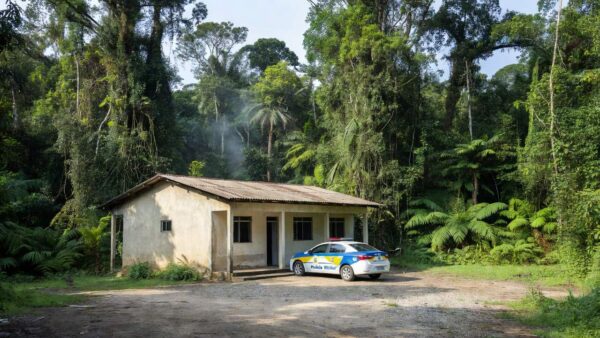 Delegacia de polícia em Rondônia com viatura, simbolizando proposta de redução de crimes