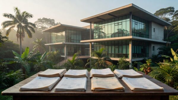 Fachada da Prefeitura de Porto Velho com documentos de concurso para Procurador