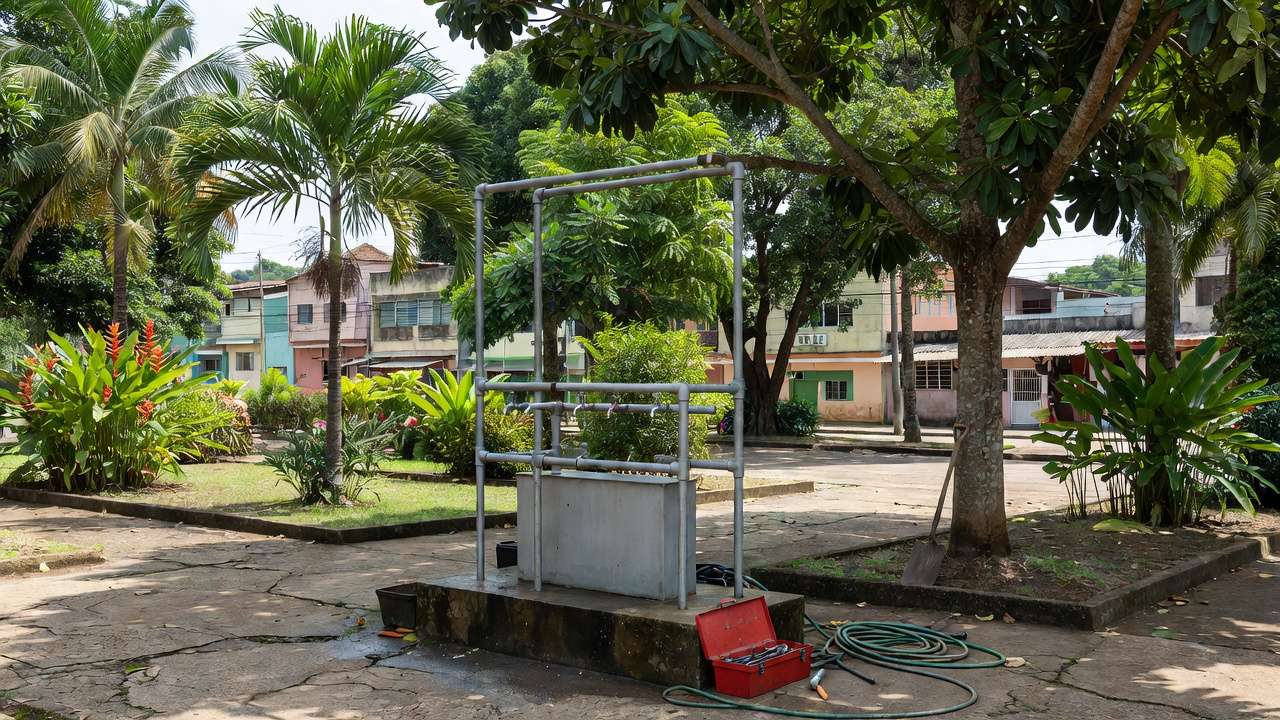 Manutenção de estações de hidratação em praça de Porto Velho