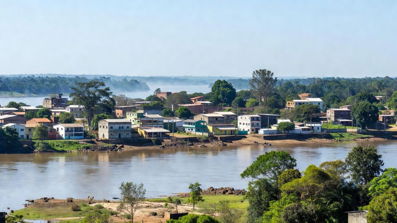 Paisagem urbana de Porto Velho com Rio Madeira, cenário político local