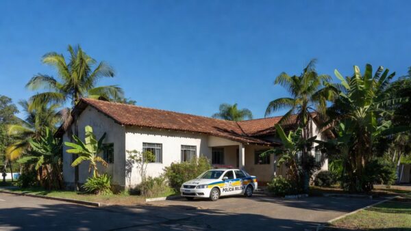Delegacia de polícia em Porto Velho com viatura relacionada a prisão por extorsão