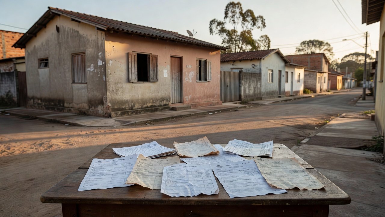 Casa brasileira com documentos financeiros representando endividamento das famílias