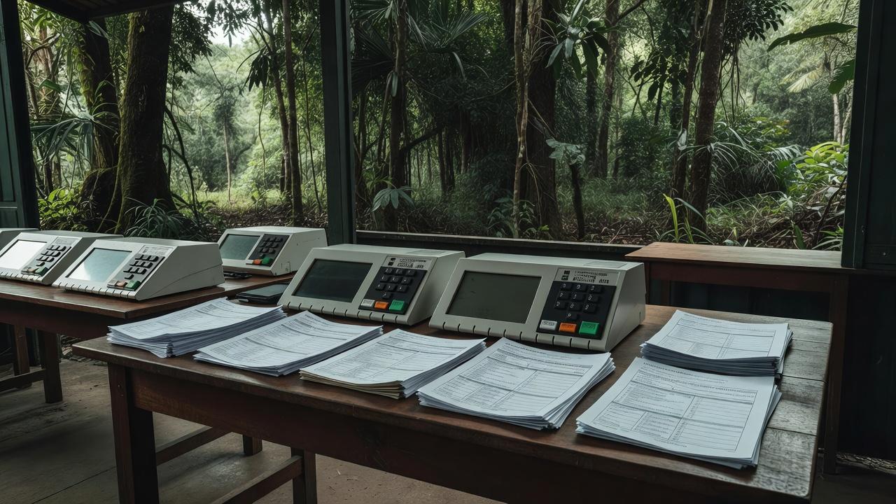 Urnas eletrônicas e materiais de votação em Rondônia para eleições 2026