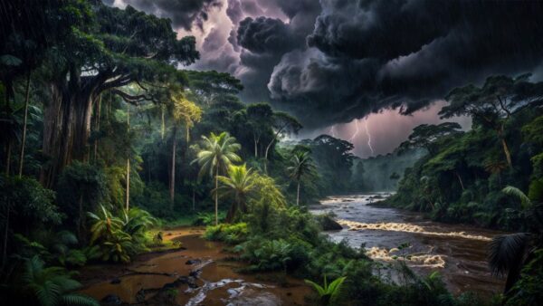 Chuvas fortes na Amazônia no Amazonas e Roraima registradas pelo Inmet.