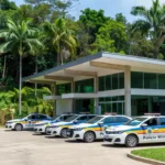 Viaturas em delegacia de Porto Velho contra roubo de veículos