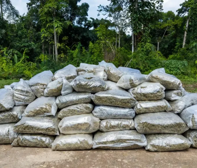 Pacotes de skunk apreendidos em São Francisco do Guaporé, Rondônia