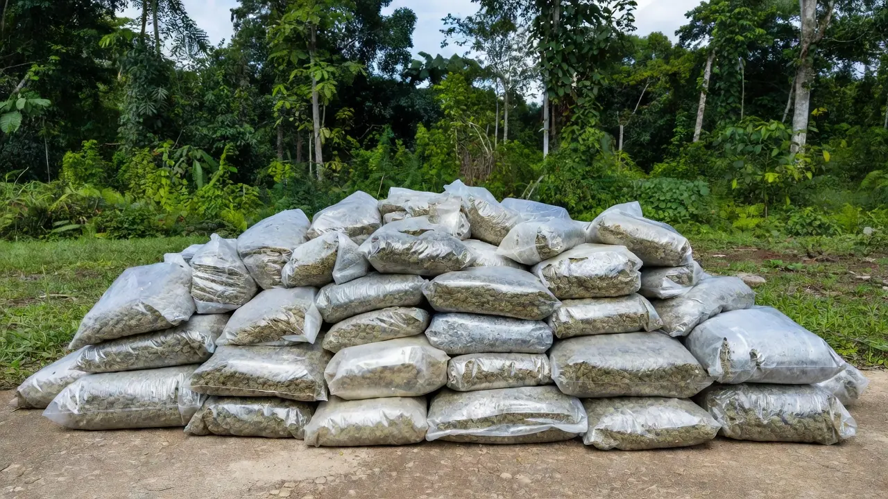 Pacotes de skunk apreendidos em São Francisco do Guaporé, Rondônia