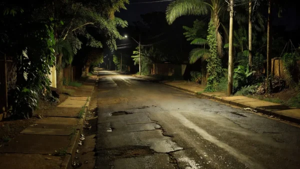 Rua deserta em Porto Velho, local de agressão