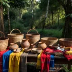Materiais indígenas artesanais em aldeia de Rondônia para pregão do DSEI-RO
