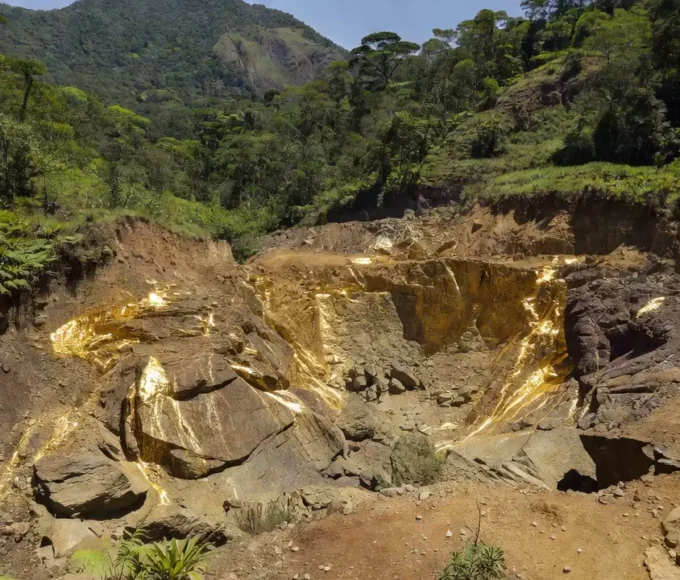 Jazida de ouro descoberta em região montanhosa do Brasil
