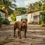 Pitbull em rua do bairro Cidade Nova em Porto Velho