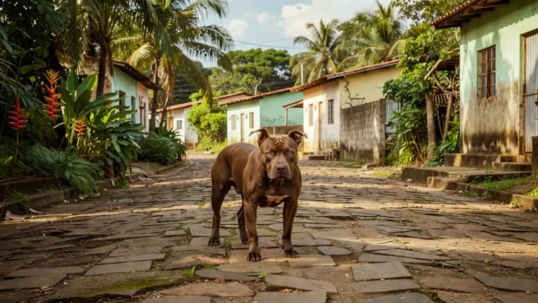 Pitbull em rua do bairro Cidade Nova em Porto Velho