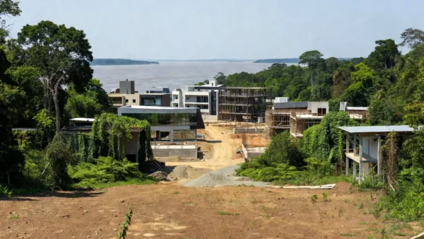 Paisagem urbana de Guajará-Mirim com desenvolvimento econômico em Rondônia