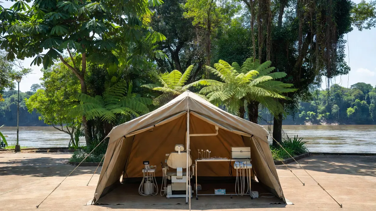 Tenda de atendimentos odontológicos gratuitos da Expedição Novos Sorrisos em Porto Velho