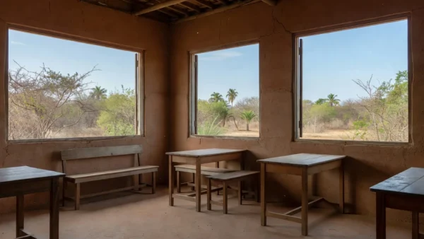 Centro comunitário vazio simbolizando fim do Projeto Rede de Proteção em Calama