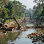 Equipes do Cidade Limpa removem resíduos de canais em Porto Velho